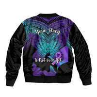 Suicide Awareness Your Story Is Not Over Yet Sleeve Zip Bomber Jacket Polynesian Butterfly Tattoo - Wonder Print Shop