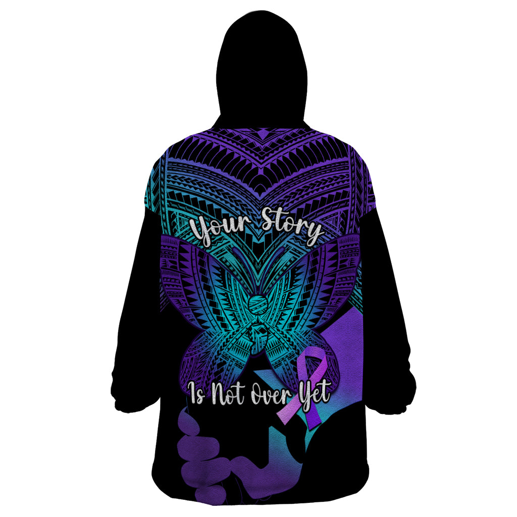 Suicide Awareness Your Story Is Not Over Yet Wearable Blanket Hoodie Polynesian Butterfly Tattoo - Wonder Print Shop