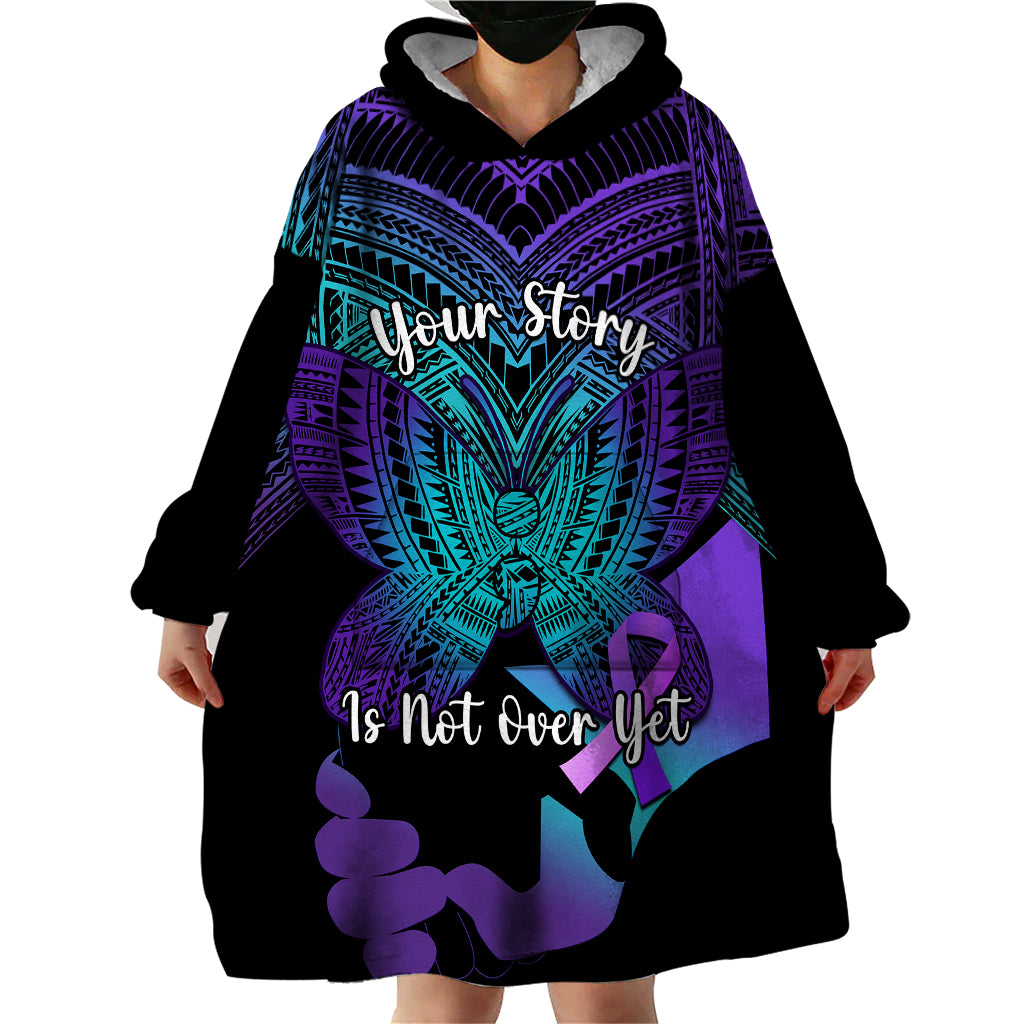 Suicide Awareness Your Story Is Not Over Yet Wearable Blanket Hoodie Polynesian Butterfly Tattoo - Wonder Print Shop