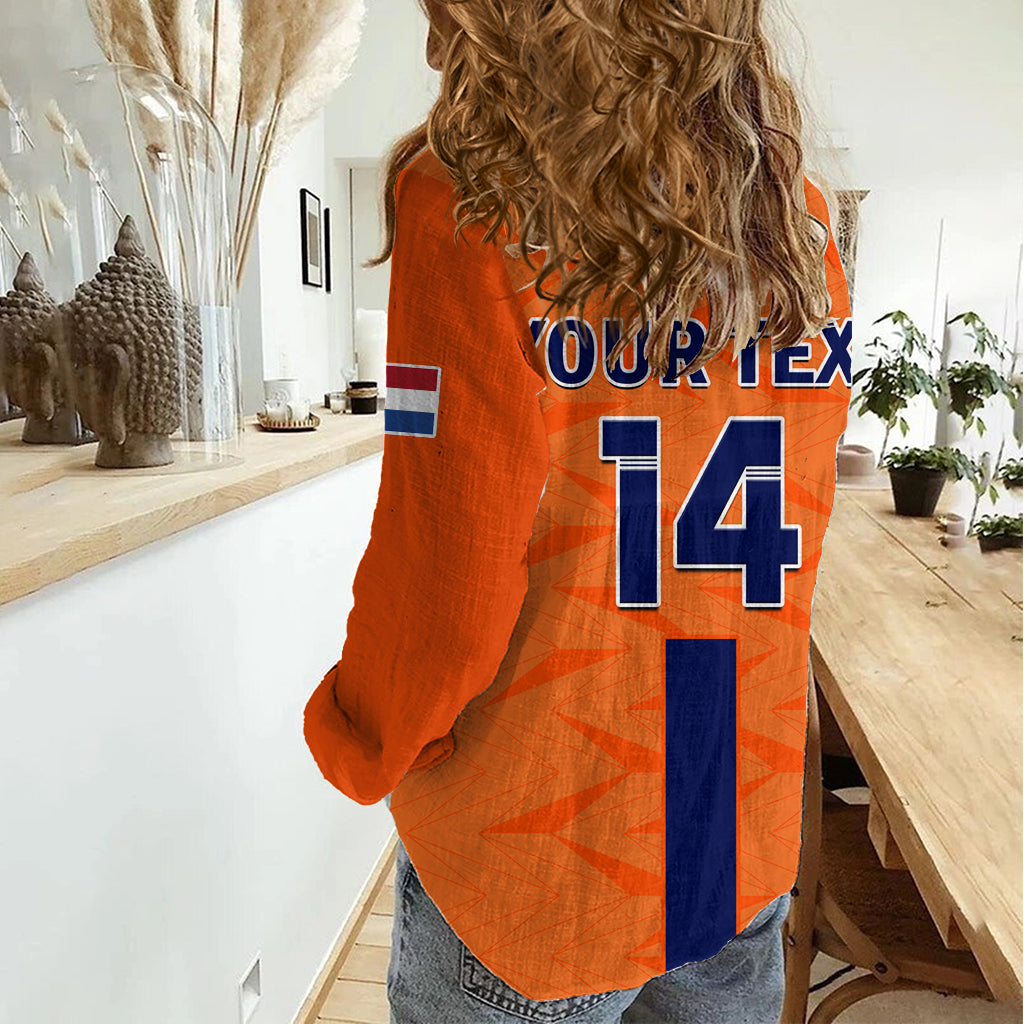 (Custom Text And Number) Netherlands Football Women Casual Shirt Holland World Cup 2022 - Wonder Print Shop