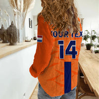 (Custom Text And Number) Netherlands Football Women Casual Shirt Holland World Cup 2022 - Wonder Print Shop