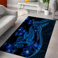 Blue Polynesia Shark Tattoo Area Rug With Polynesian Plumeria - Wonder Print Shop
