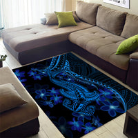 Blue Polynesia Shark Tattoo Area Rug With Polynesian Plumeria - Wonder Print Shop