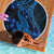 Blue Polynesia Shark Tattoo Beach Blanket With Polynesian Plumeria - Wonder Print Shop