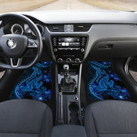 Blue Polynesia Shark Tattoo Car Mats With Polynesian Plumeria - Wonder Print Shop