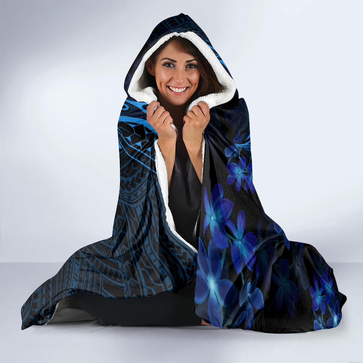 blue-polynesia-shark-tattoo-hooded-blanket-with-polynesian-plumeria