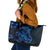 Blue Polynesia Shark Tattoo Leather Tote Bag With Polynesian Plumeria - Wonder Print Shop