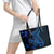 Blue Polynesia Shark Tattoo Leather Tote Bag With Polynesian Plumeria - Wonder Print Shop