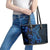 Blue Polynesia Shark Tattoo Leather Tote Bag With Polynesian Plumeria - Wonder Print Shop