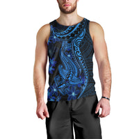 Blue Polynesia Shark Tattoo Men Tank Top With Polynesian Plumeria - Wonder Print Shop