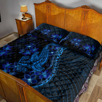 Blue Polynesia Shark Tattoo Quilt Bed Set With Polynesian Plumeria - Wonder Print Shop