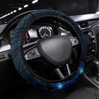 Blue Polynesia Shark Tattoo Steering Wheel Cover With Polynesian Plumeria - Wonder Print Shop