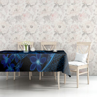 Blue Polynesia Shark Tattoo Tablecloth With Polynesian Plumeria - Wonder Print Shop