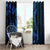 Blue Polynesia Shark Tattoo Window Curtain With Polynesian Plumeria - Wonder Print Shop