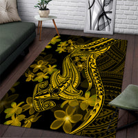 Gold Polynesia Shark Tattoo Area Rug With Polynesian Plumeria - Wonder Print Shop