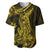 Gold Polynesia Shark Tattoo Baseball Jersey With Polynesian Plumeria - Wonder Print Shop