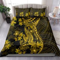 Gold Polynesia Shark Tattoo Bedding Set With Polynesian Plumeria - Wonder Print Shop