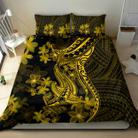Gold Polynesia Shark Tattoo Bedding Set With Polynesian Plumeria - Wonder Print Shop
