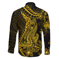 Gold Polynesia Shark Tattoo Family Matching Summer Maxi Dress and Hawaiian Shirt With Polynesian Plumeria - Wonder Print Shop