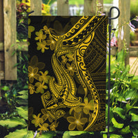 Gold Polynesia Shark Tattoo Garden Flag With Polynesian Plumeria - Wonder Print Shop