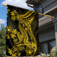 Gold Polynesia Shark Tattoo Garden Flag With Polynesian Plumeria - Wonder Print Shop