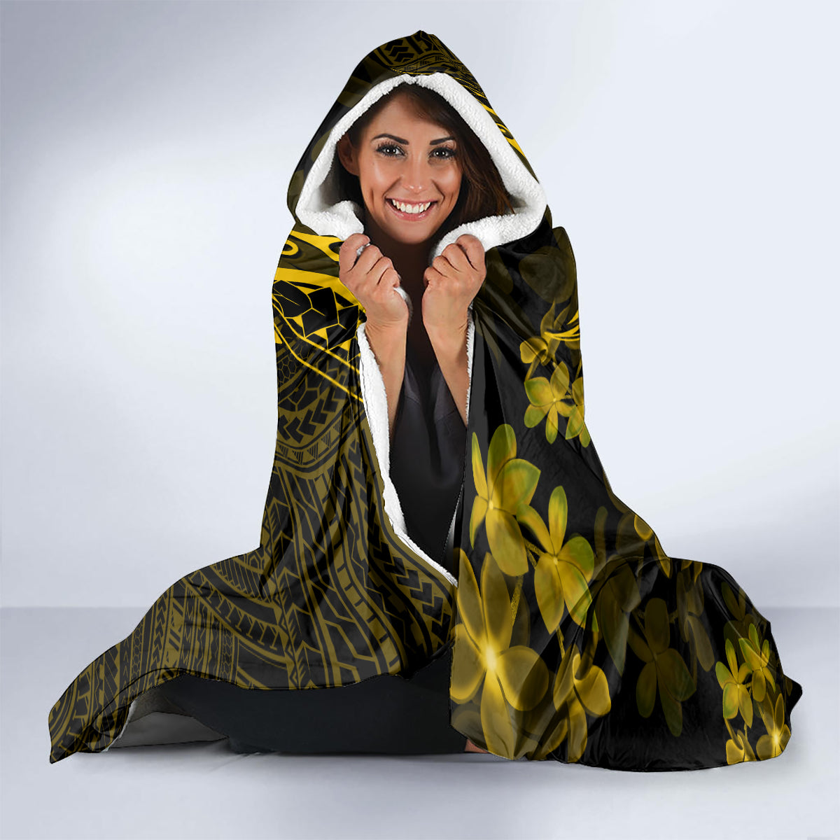 gold-polynesia-shark-tattoo-hooded-blanket-with-polynesian-plumeria