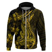 Gold Polynesia Shark Tattoo Hoodie With Polynesian Plumeria - Wonder Print Shop