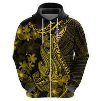 Gold Polynesia Shark Tattoo Hoodie With Polynesian Plumeria - Wonder Print Shop