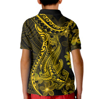 Gold Polynesia Shark Tattoo Kid Polo Shirt With Polynesian Plumeria - Wonder Print Shop