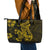 Gold Polynesia Shark Tattoo Leather Tote Bag With Polynesian Plumeria - Wonder Print Shop