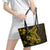 Gold Polynesia Shark Tattoo Leather Tote Bag With Polynesian Plumeria - Wonder Print Shop