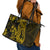 Gold Polynesia Shark Tattoo Leather Tote Bag With Polynesian Plumeria - Wonder Print Shop