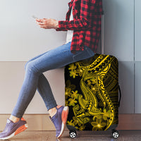 Gold Polynesia Shark Tattoo Luggage Cover With Polynesian Plumeria - Wonder Print Shop