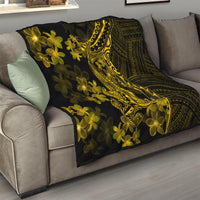 Gold Polynesia Shark Tattoo Quilt With Polynesian Plumeria - Wonder Print Shop