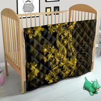 Gold Polynesia Shark Tattoo Quilt With Polynesian Plumeria - Wonder Print Shop