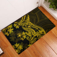 Gold Polynesia Shark Tattoo Rubber Doormat With Polynesian Plumeria - Wonder Print Shop