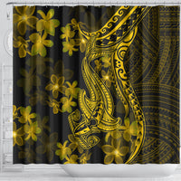 gold-polynesia-shark-tattoo-shower-curtain-with-polynesian-plumeria