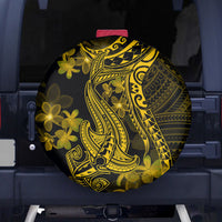 Gold Polynesia Shark Tattoo Spare Tire Cover With Polynesian Plumeria - Wonder Print Shop