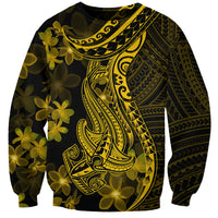 Gold Polynesia Shark Tattoo Sweatshirt With Polynesian Plumeria - Wonder Print Shop