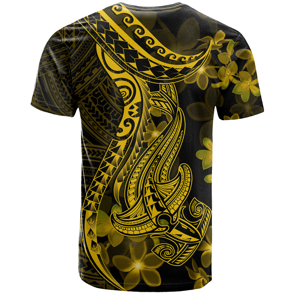 Gold Polynesia Shark Tattoo T Shirt With Polynesian Plumeria - Wonder Print Shop