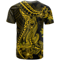 Gold Polynesia Shark Tattoo T Shirt With Polynesian Plumeria - Wonder Print Shop