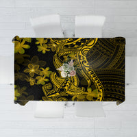 Gold Polynesia Shark Tattoo Tablecloth With Polynesian Plumeria - Wonder Print Shop