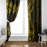 Gold Polynesia Shark Tattoo Window Curtain With Polynesian Plumeria - Wonder Print Shop