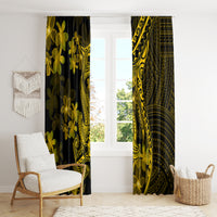 Gold Polynesia Shark Tattoo Window Curtain With Polynesian Plumeria - Wonder Print Shop