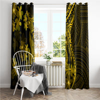 Gold Polynesia Shark Tattoo Window Curtain With Polynesian Plumeria - Wonder Print Shop