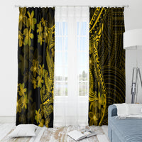 Gold Polynesia Shark Tattoo Window Curtain With Polynesian Plumeria - Wonder Print Shop