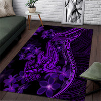 Purple Polynesia Shark Tattoo Area Rug With Polynesian Plumeria - Wonder Print Shop