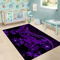 Purple Polynesia Shark Tattoo Area Rug With Polynesian Plumeria - Wonder Print Shop
