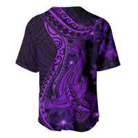 Purple Polynesia Shark Tattoo Baseball Jersey With Polynesian Plumeria - Wonder Print Shop