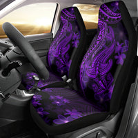 Purple Polynesia Shark Tattoo Car Seat Cover With Polynesian Plumeria - Wonder Print Shop